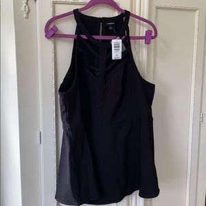 Black strappy peplum top